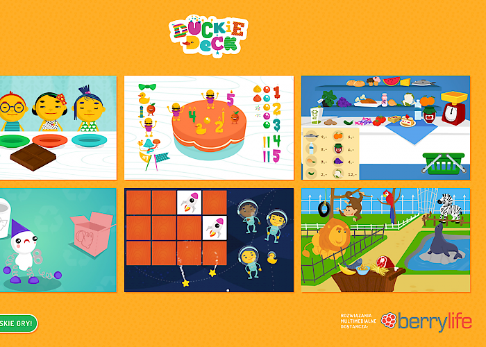 Application interface with games for kids -  Duckie Deck