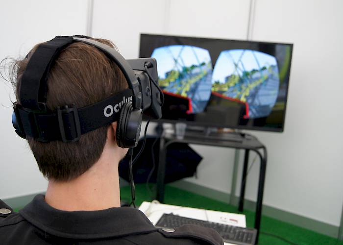 Virtual ride in Oculus Rift goggles